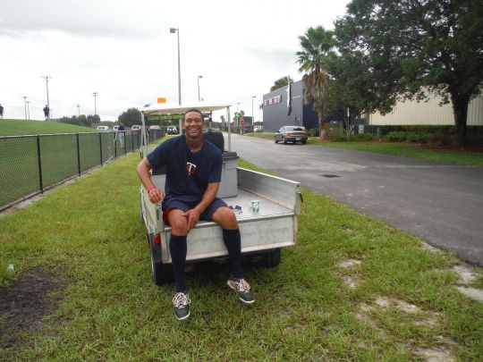 Tyree Davis resting after his run