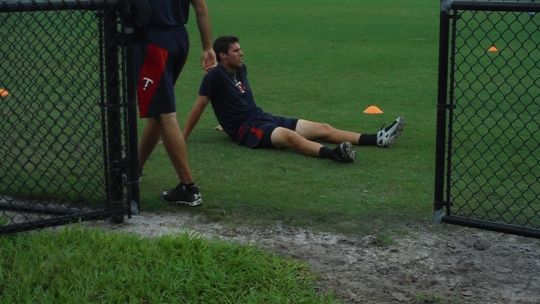 Zack Larson resting after his run