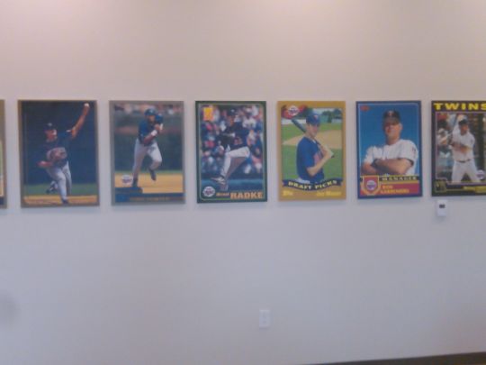 Blow up of old baseball cards in Player Complex