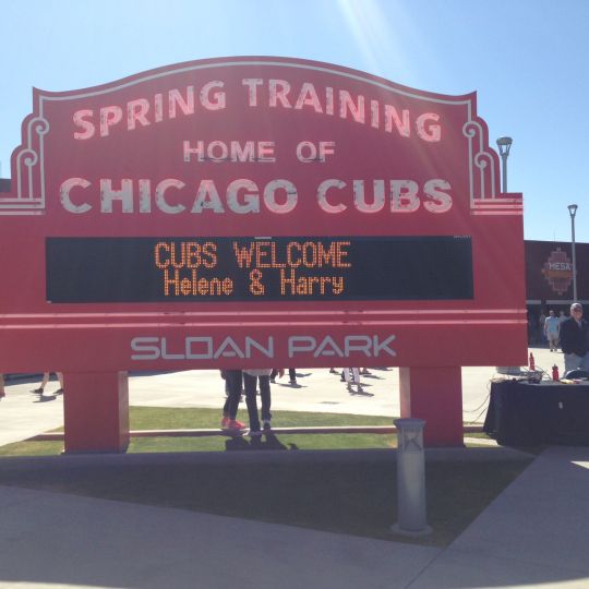 Cubs sign at Sloan Park (No I don't know who Helene and Harry are!)