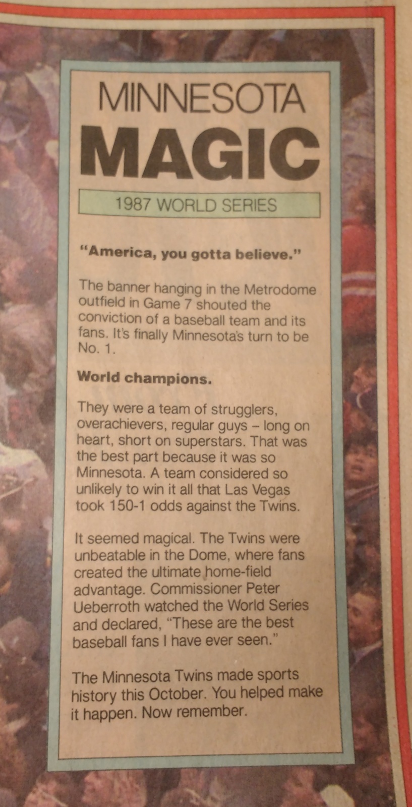 The 1987 World Series VHS Tape