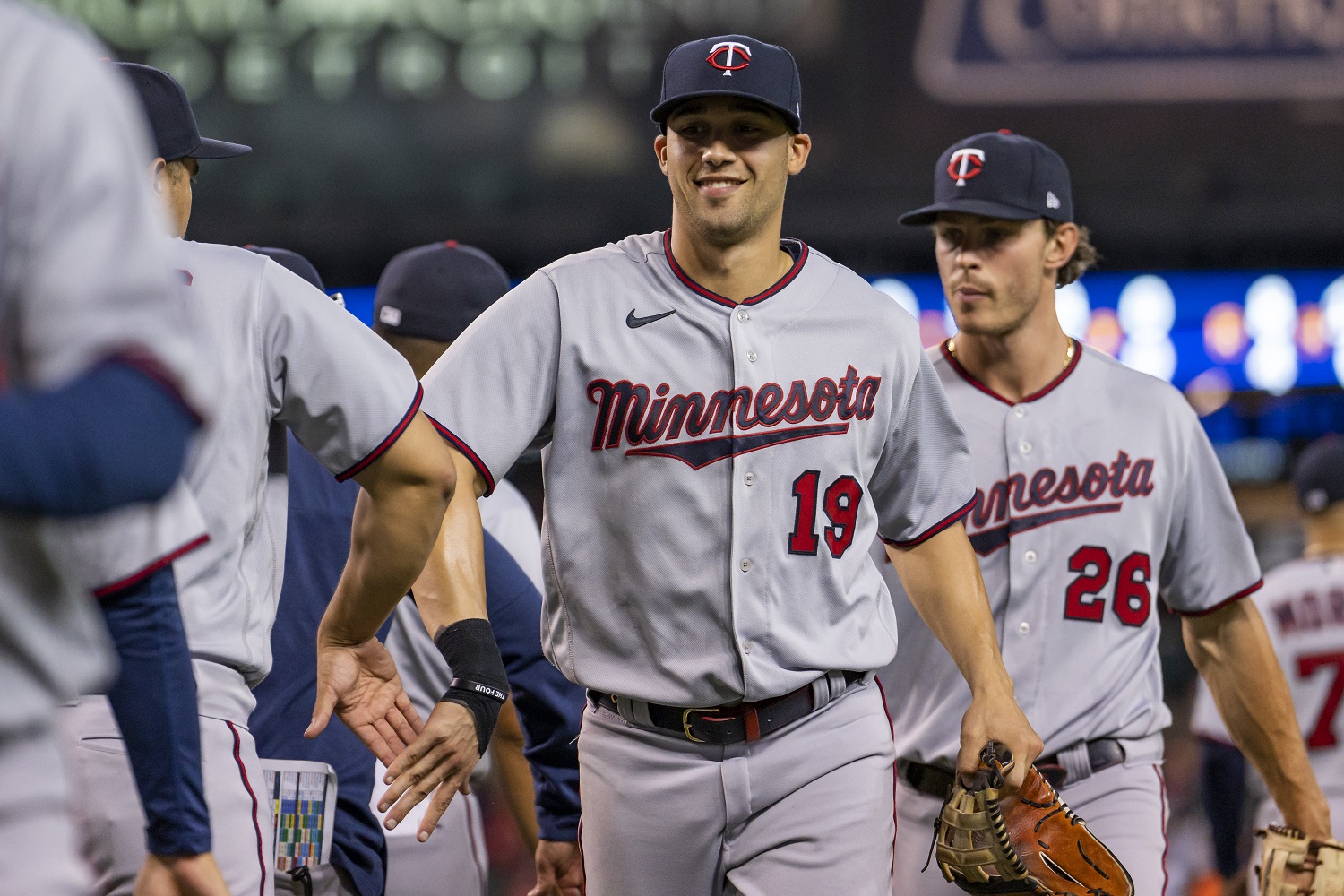 Minnesota Twins left fielder Alex Kirilloff bats during the fourth