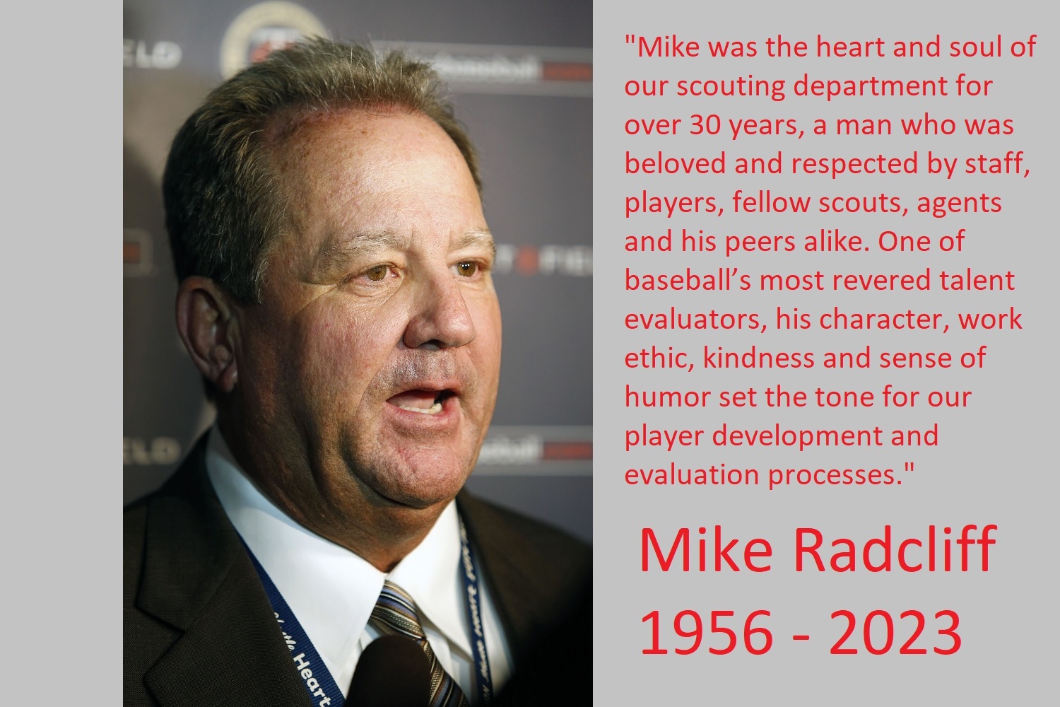 Minnesota Twins on X: Tonight, we honor the life of Mike Radcliff,  longtime Twins scout, by gifting his family a jersey signed by every player  and wearing “m rad” patches ❤️  /