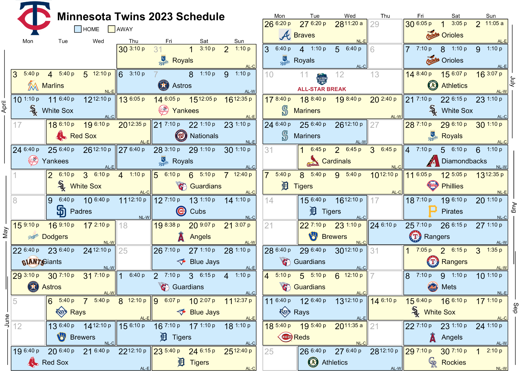 A Way Too Early Breakdown of the Minnesota Twins 2023 Schedule Twins
